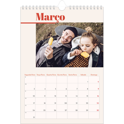 Calendário fotográfico A4 — Nostalgia dos anos 90 [Março]