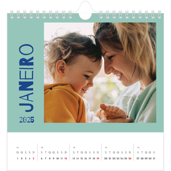Calendário fotográfico quadrado — Divertido e colorido