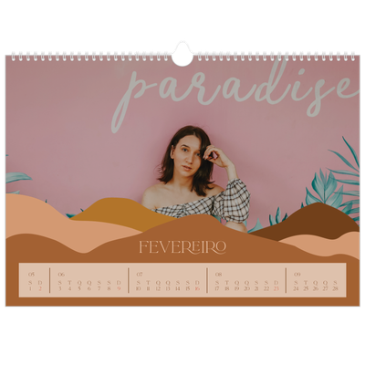 Calendário A3 Horizontal — Montanhas neutras [Fevereiro]