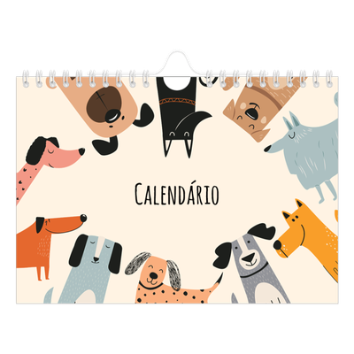 Calendário A5 horizontal — Patas de cão e rabiscos [capa]