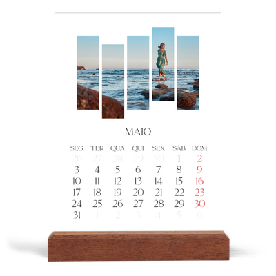 Calendário de mesa com suporte em madeira - vertical  — Mosaicos de viagem [capa]