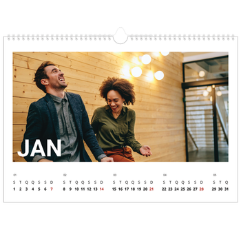 Calendário fotográfico horizontal A3 — Mês grande