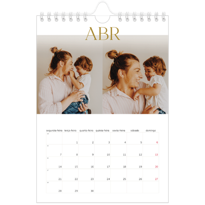 Calendário A5 — Texto dourado grande [Abril]