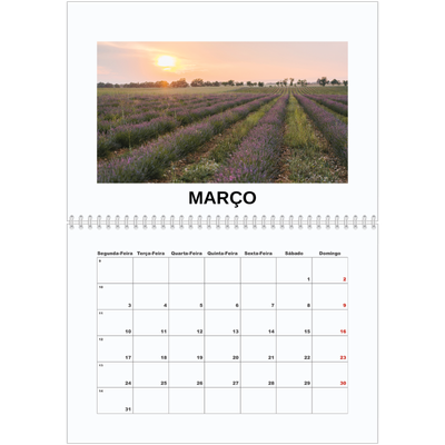 Calendário A4 duplo — Fotografia simples [Março]