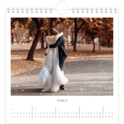 Calendário quadrado — Clássico cobalto [Março]