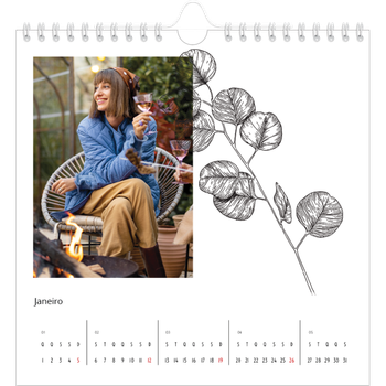 Calendário fotográfico quadrado — Desenhos de flores