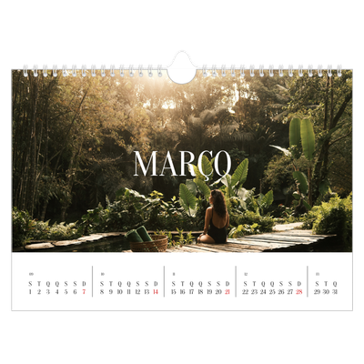 Calendário A4 horizontal — Escapadinha infinita [Março]