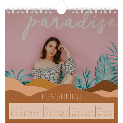 Calendário quadrado — Montanhas neutras [Fevereiro]