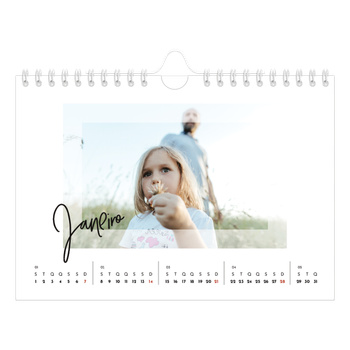 Calendário de Fotografias A5 Paisagem — Moldura transparente