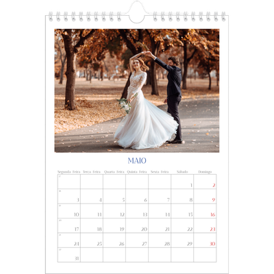 Calendário fotográfico A4 — Clássico cobalto [Maio]