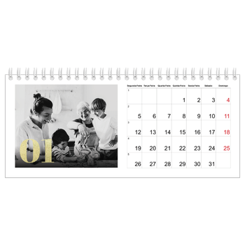 Calendário de Fotografias de Mesa — Números grandes com purpurinas