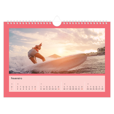 Calendário A4 horizontal — Colorir o meu mundo [Fevereiro]