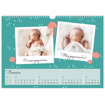 Calendário A3 Horizontal — Animais bonitos [Fevereiro]