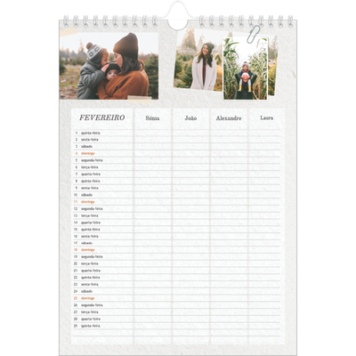 Agenda familiar A4 — Planificador artesanal - Familia de 4 [Fevereiro]