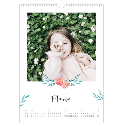 Calendário A3 — Ilustrações de flores [Março]