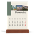 Calendário de mesa com suporte em madeira - vertical  — Vistas do mundo [Fevereiro]