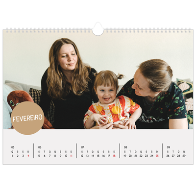 Calendário A3 Horizontal — Autocolante de fotografia [Fevereiro]