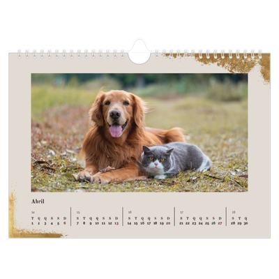 Calendário A4 horizontal — Classic Gold [Abril]