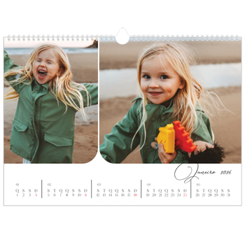 Calendário fotográfico horizontal A3 — Instantâneos e escrita