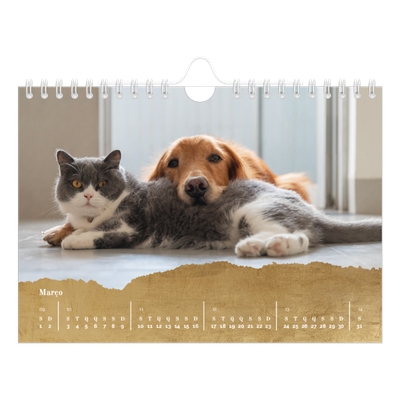 Calendário A5 horizontal — Classic Gold [Março]