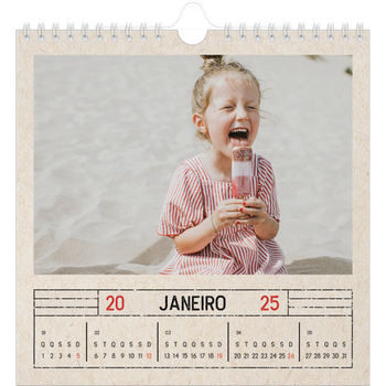 Calendário fotográfico quadrado — Efeito de carimbo de artesanato