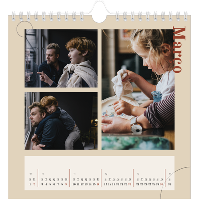 Calendário quadrado — Texto assimétrico [Março]