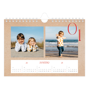 Calendário de Fotografias A5 Paisagem — Toques de vermelho