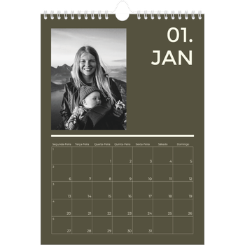 Calendário fotográfico A4 — Contemporâneo arrojado