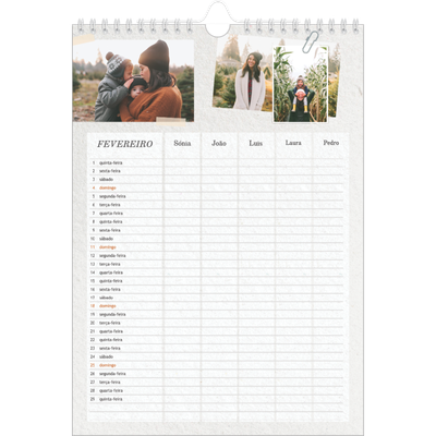 Agenda familiar A4 — Planificador artesanal - Familia de 5 [Fevereiro]
