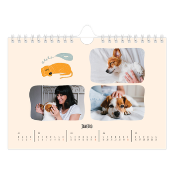 Calendário de Fotografias A5 Paisagem — Patas de cão e garatujas