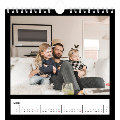 Calendário quadrado — Margem preta [Março]