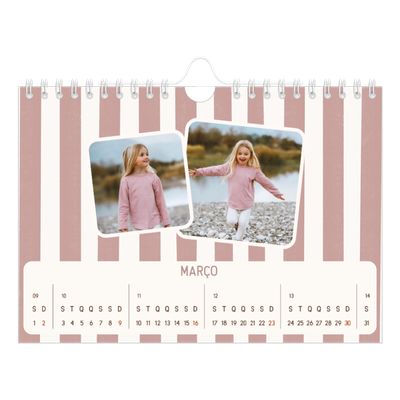 Calendário A5 horizontal — Padrões retro [Março]