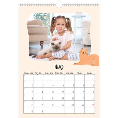 Calendário A3 — Patas de gato e garatujas [Março]