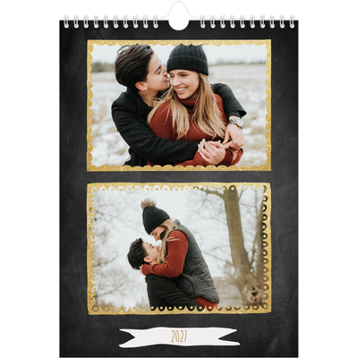 Calendário fotográfico A4 — Molduras com purpurinas [capa]