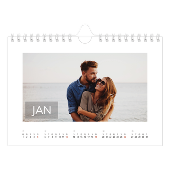 Calendário de Fotografias A5 Paisagem — Sobreposição de caixa de data