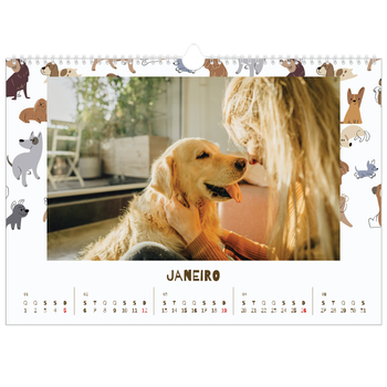 Calendário fotográfico horizontal A3 — Cãozinho brincalhão