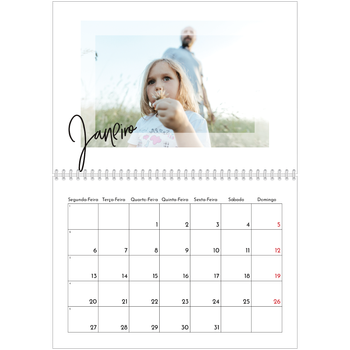 Calendário fotográfico duplo A4 — Moldura transparente