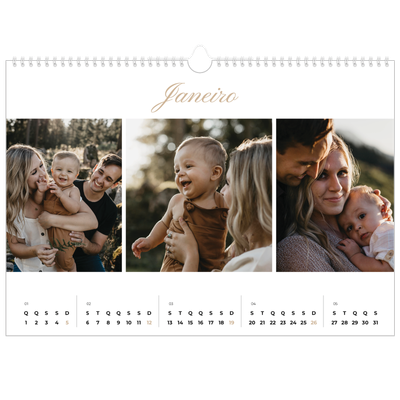 Calendário A3 Horizontal — Caixas de tiras fotográficas [Janeiro]