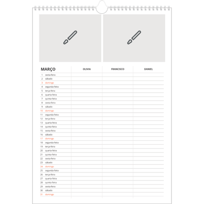 Agenda familiar A3 — Desenhe o seu próprio produto - Família de 3 [Março]