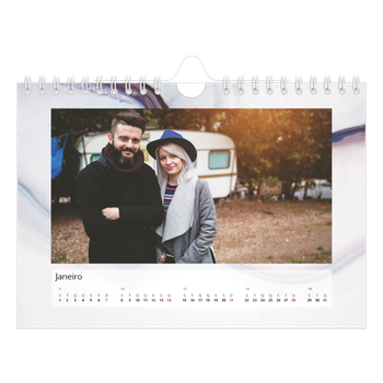 Calendário de Fotografias A5 Paisagem — Papel marmoreado