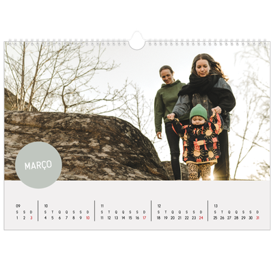 Calendário A3 Horizontal — Autocolante de fotografia [Março]