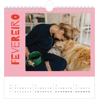 Calendário quadrado — Divertido e colorido [Fevereiro]