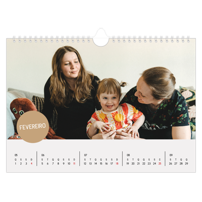 Calendário A4 horizontal — Autocolante de fotografia [Fevereiro]