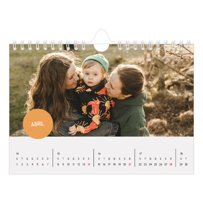 Calendário A5 horizontal — Autocolante de fotografia [Abril]