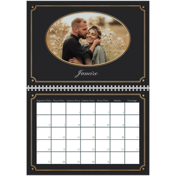 Calendário fotográfico duplo A4 — Clássico vintage