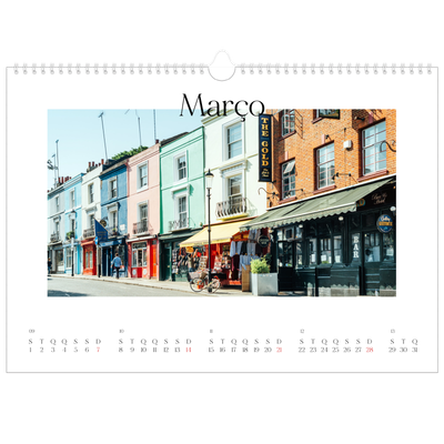 Calendário A3 Horizontal — O meu diário de viagem [Março]