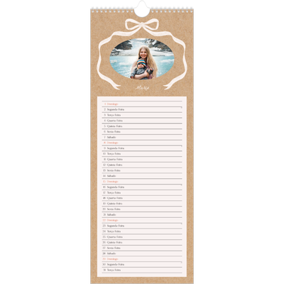 Calendário fino  — Papel kraft e laço [Março]