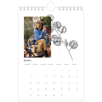 Calendário A5 — Desenhos de flores