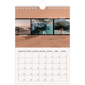 Calendário A5 — Aventura e desejo de viajar