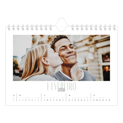 Calendário A5 horizontal — Tipografia mista [Fevereiro]